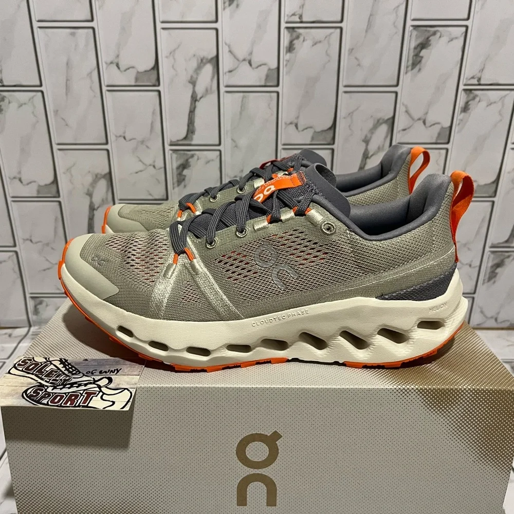 New On Cloud Cloudsurfer Trail Grey Orange Shoes Sneakers Womens 6 - 8